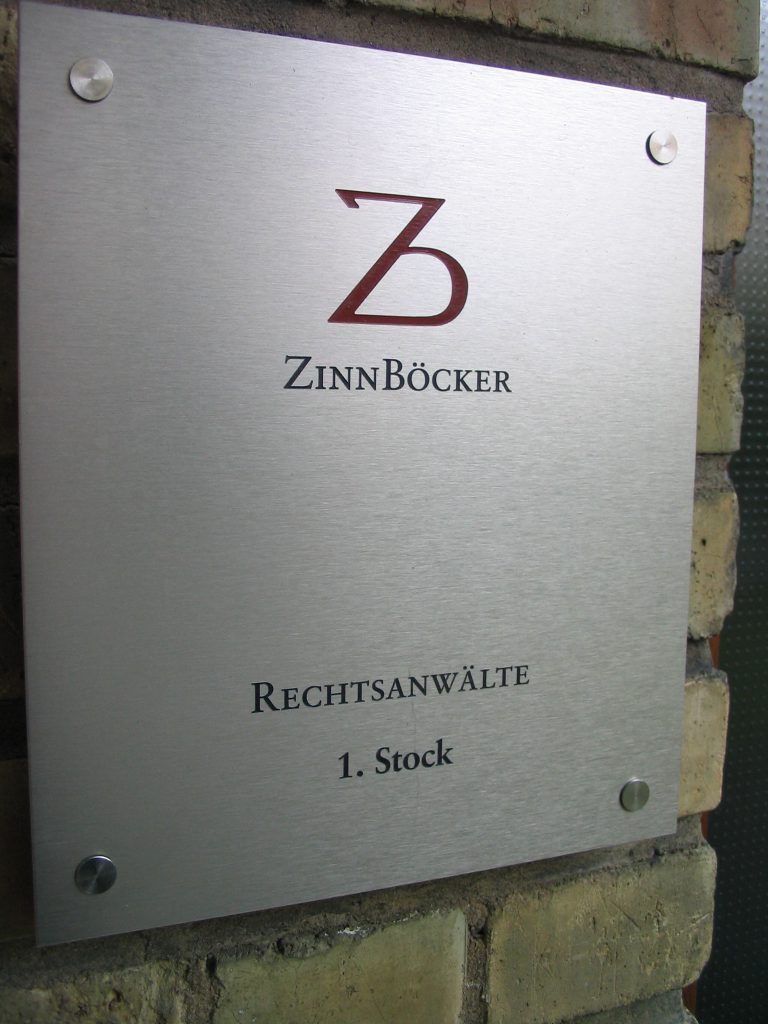 Foto eines Schildes für ZinnBöcker